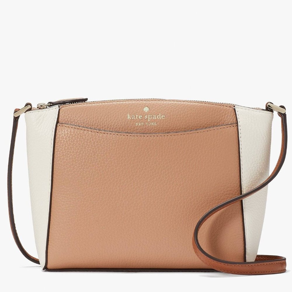 New Kate Spade Monica Pebbled Leather Crossbody Light Fawn Multi
